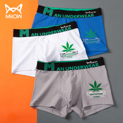 【猫人】男士纯棉内裤平角裤3条