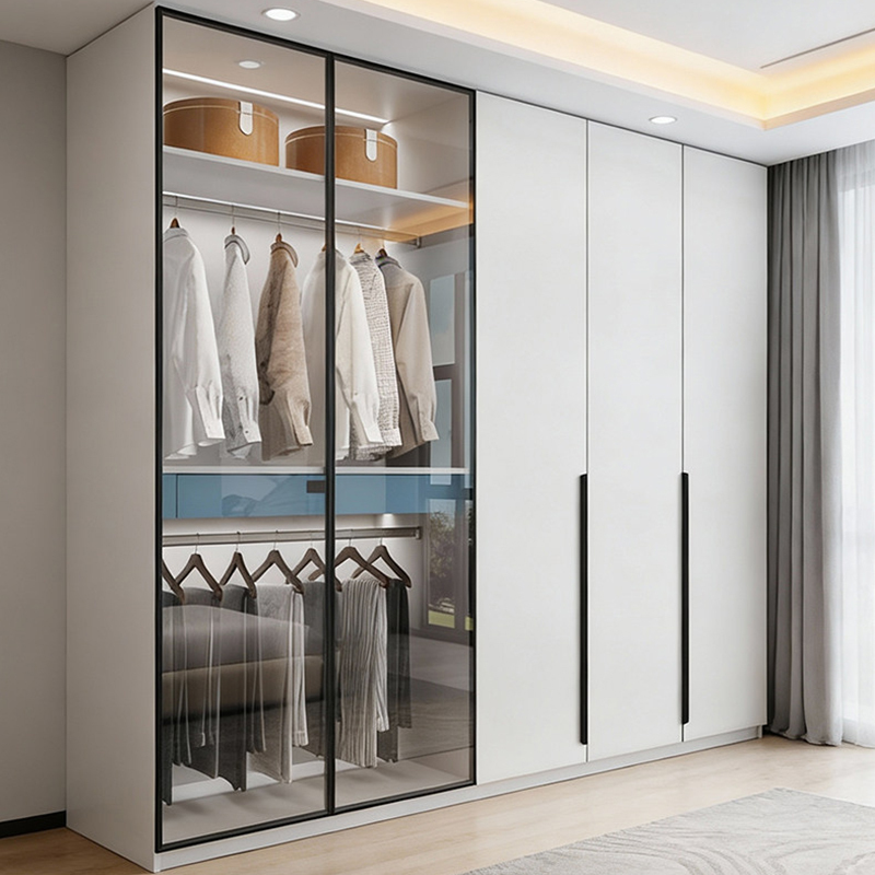 Enf Grade Aviation Honeycomb Aluminum Alloy Wardrobe Modern Minimalist One-Door-To-Ceiling Large Closet Bedroom Storage Cabinet