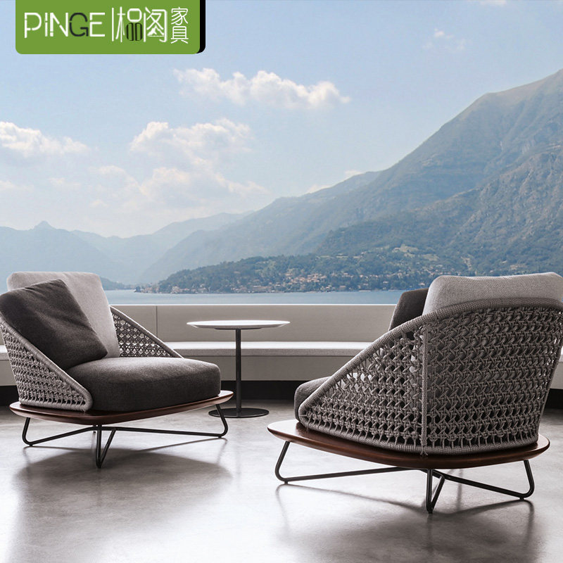 Outdoor sofa courtyard model room rattan chair sofa designer leisure homestay balcony rattan sofa custom furniture