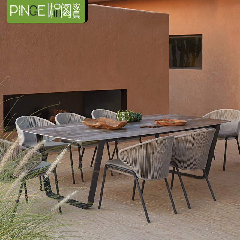 Outdoor open-air dining shop rattan tables and chairs coffee western restaurant rattan dining table and chairs model room balcony leisure tables and chairs