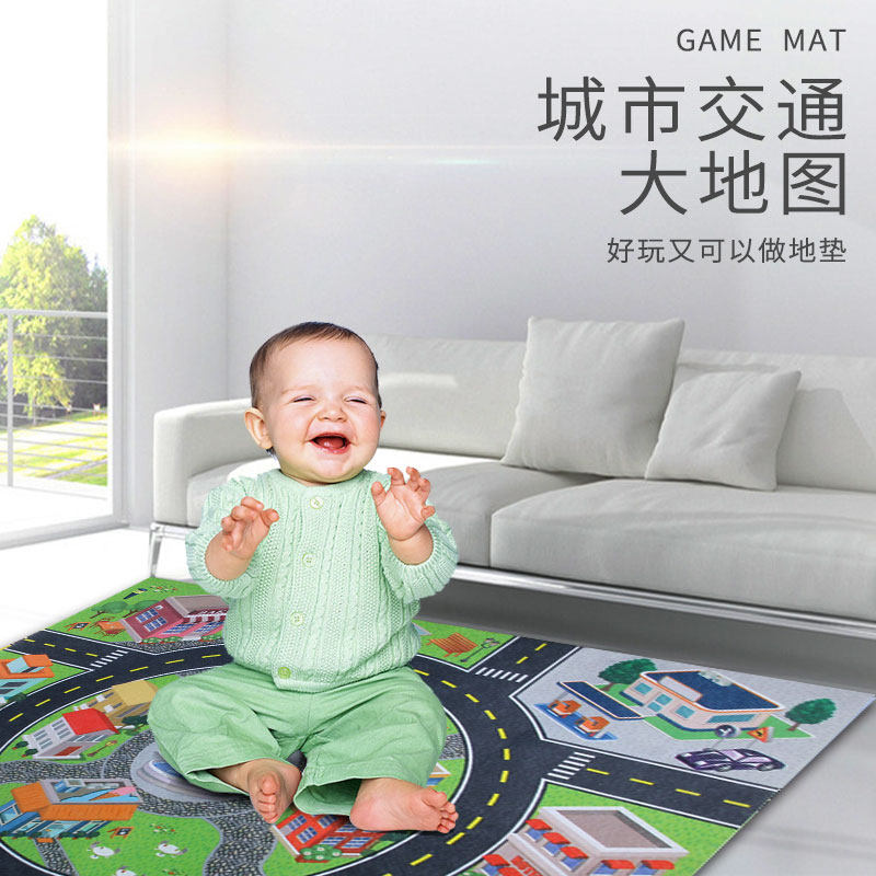 Children Car Toy Crawl Mat City Traffic Scene Map Car Model Road Parking Lot Mat Carpet
