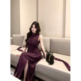 Сиреневое летнее платье-комбинация, корсет без рукавов, длинная юбка