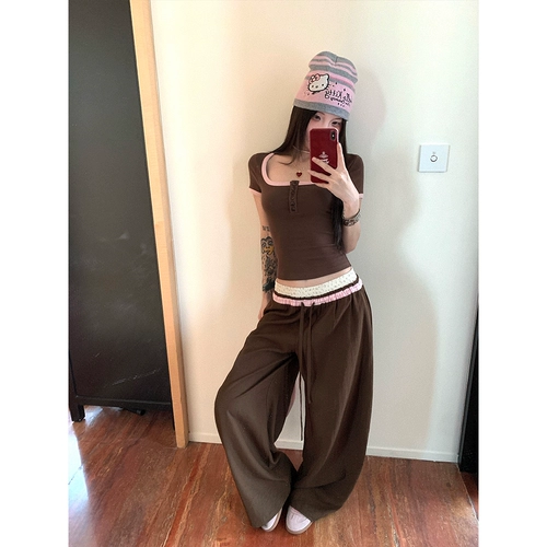 Черная клубника, футболка, комплект для отдыха, штаны, короткий рукав, облегающий крой, свободный крой