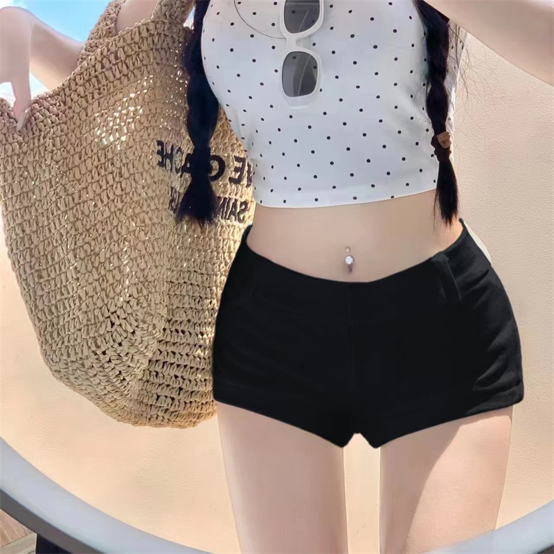 Sexy witte strakke casual ultrakorte broek voor dames, zomermeisje, slim fit, petite, lage taille, heupomhullende hotpants_voghion.com