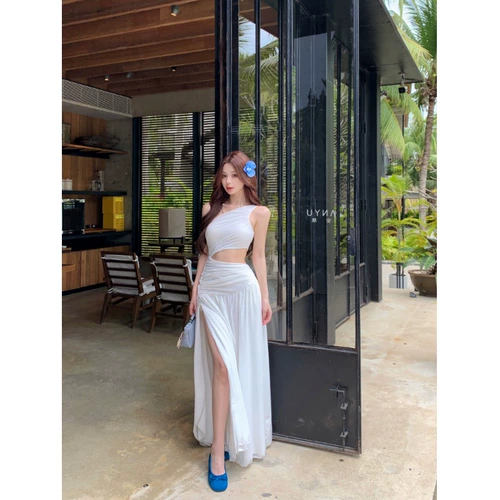 Красная летняя длинная юбка без рукавов, А-силуэт