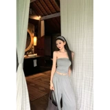 Комплект, бюстгальтер-топ, майка топ, штаны, в американском стиле, с открытой спиной, свободный прямой крой