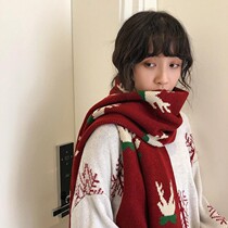Christmas Scarves Womens Day Ensemble Knitted Fur Thread Cool Girl Autumn Winter Warmth Korean version Long paragraph 100 Lap Scarves Fashion Women Tide