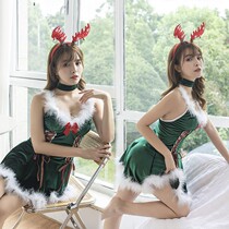 Christmas womens dress Spice Exploits in uniform Temptation Sexy Pure Desire To Wind Green Christmas Party Rabbit Girl