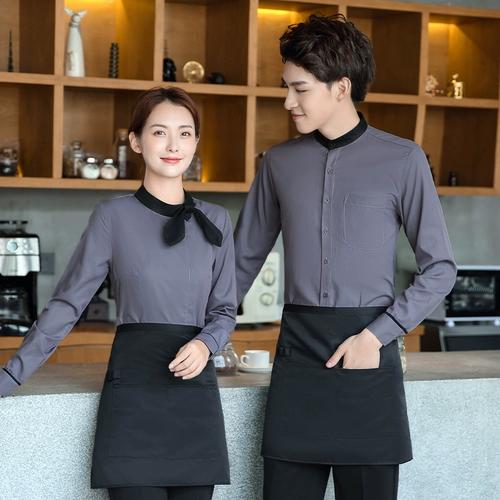 Кофейная рубашка для работы, демисезонный лонгслив, чай с молоком, комплект подходит для мужчин и женщин для отеля, делается под заказ