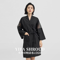 网红款理发店客服美发客袍剪发和服围布染发顾客服美容院客袍logo