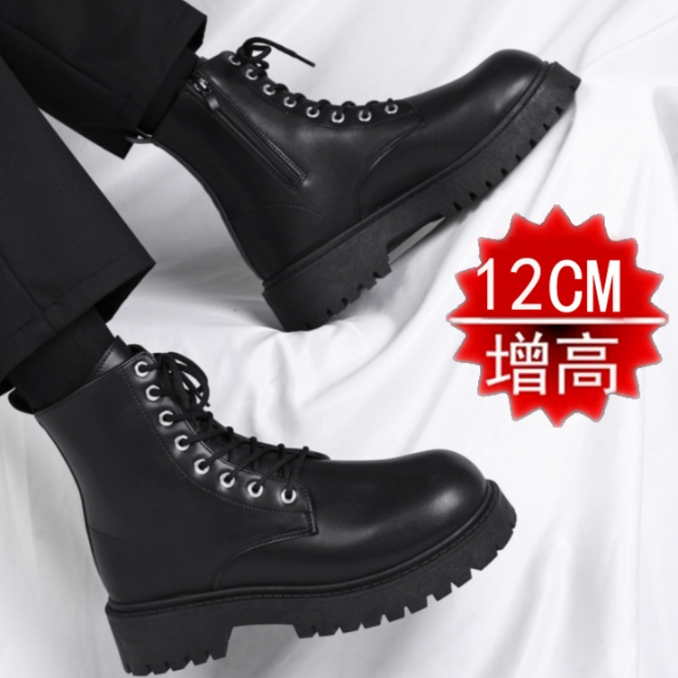 High-Top Thick-Soled Martin Boots for Men and Women with Hidden 12cm Height Increase, Large Size, Fleece-Lined Derby Shoes, Suede Leather Shoes High-Top Thick-Soled Martin Boots for Men and Women with Hidden 12cm Height Increase, Large Size, Fleece-Lined Derby Shoes, Suede Leather Shoes