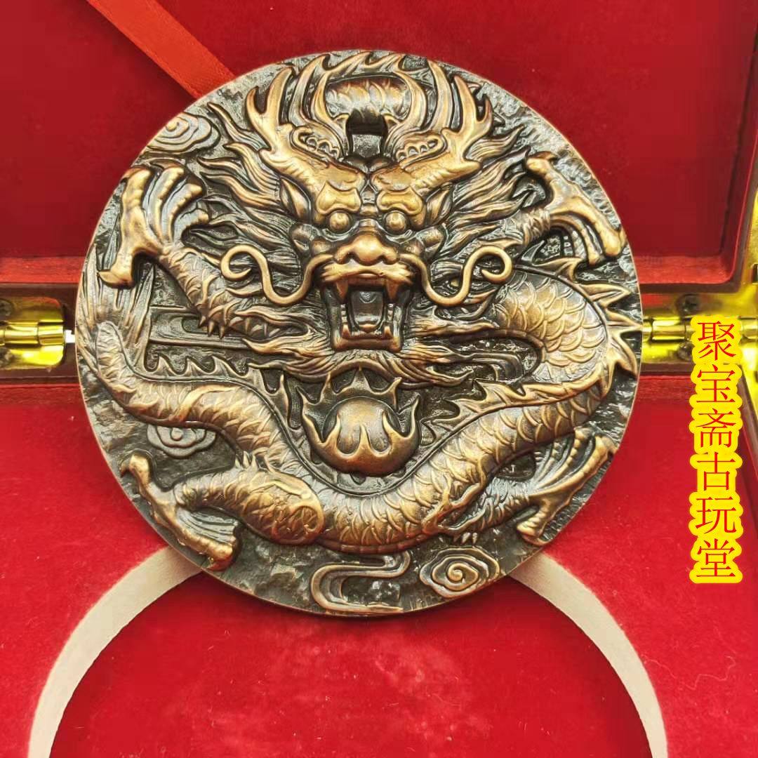 2012 zodiac dragon high relief large bronze chapter 80mm pure bronze statue badge commemorative badge with box with certificate