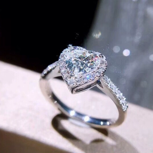 俪萌珠宝 Алмаз в форме сердца, бриллиантовое обручальное кольцо, 1 карат, с сертификатом GIA