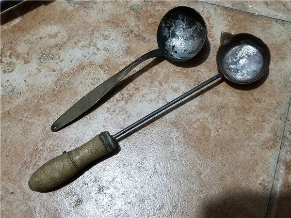 old kitchen utensils copper spoon