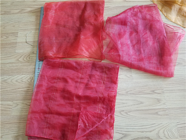 Old gauze towel red gold silk