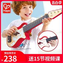Hape ukulele light childrens beginner electric guitar entry-level toddlers can play musical instruments toys for babies