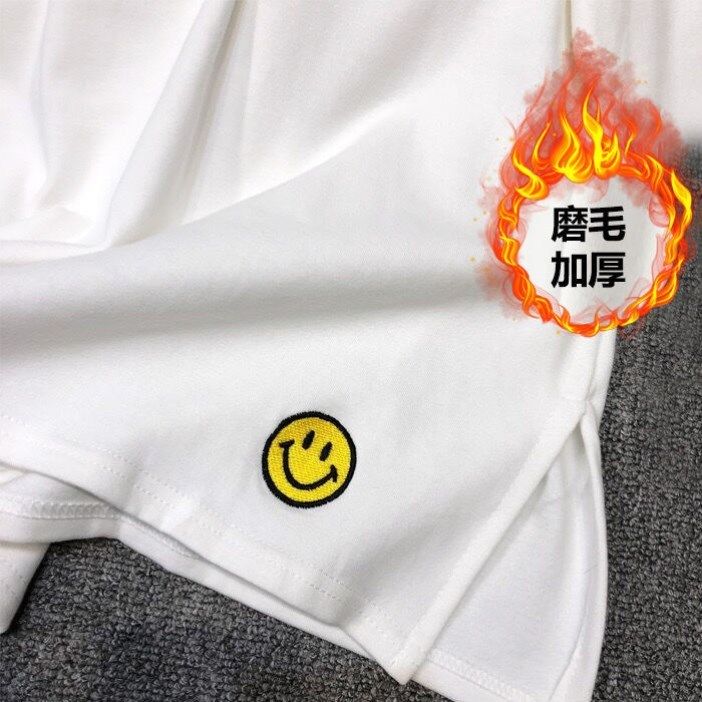 Sweatshirt inner lining spanking trend thickened decorative fake two fashion white sides outside wearing winter casual pants skirt