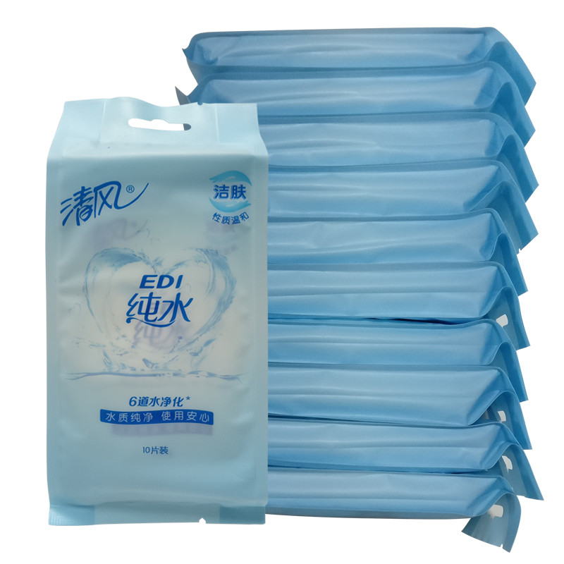 Breeze EDI pure water wet wipes 100 pieces Non-fragrant baby baby soft wipes 10 packs of independent packaging Portable