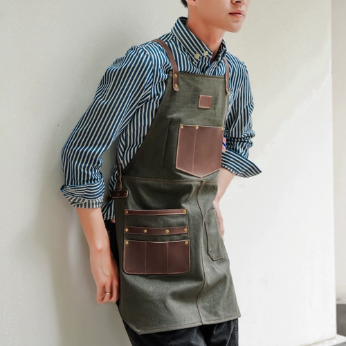 Ретро кофейный фартук подходит для мужчин и женщин, делается под заказ, с печатью вашего логотипа