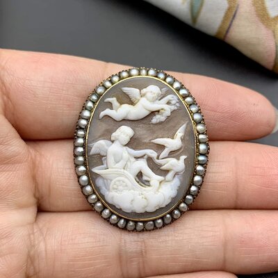 Art Nouveau 14k Kim Kitabit и Passic Cameo Studio Studio
