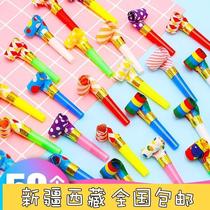 Xinjiang childrens whistle toy baby smiling face retractable dragon whistle blowing roll blowing kindergarten trumpet