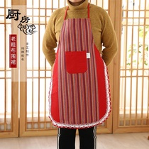 Old coarse cloth barbecue baking home Cotton green cotton half-length kitchen lace apron coat oil-proof sleeveless