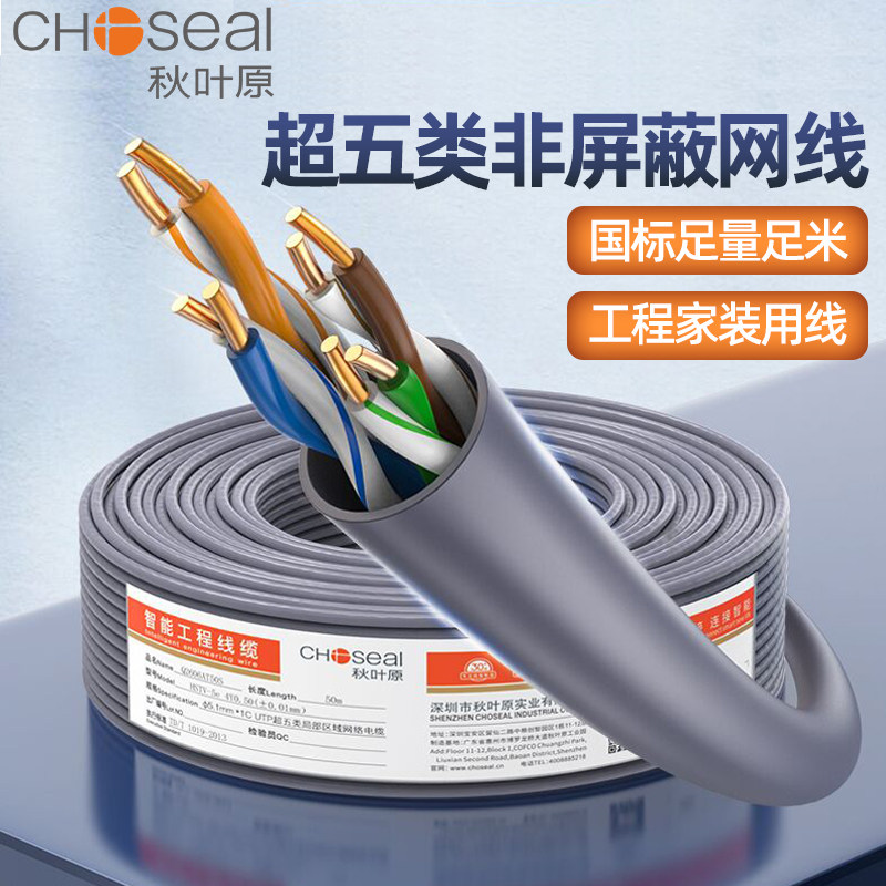 Autumn Leaf Original Superfive Non-Shield Network Route CAT5e Pure Copper High-speed Home Clothing Internet Poe Engineering Security Monitoring Line