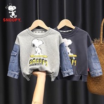 snoopy snoopy boys autumn sweaters spring and autumn denim tops childrens autumn baby pullovers