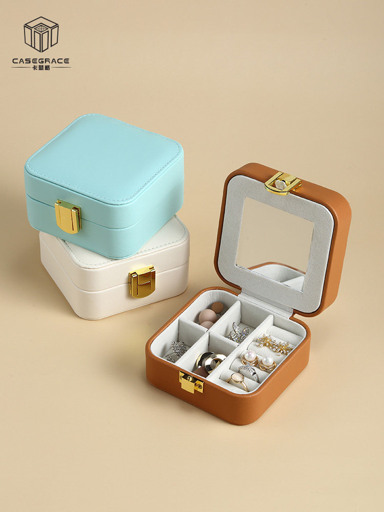 Portable jewelry box Small exquisite ear needle necklace ring box Net red ins wind anti-oxidation jewelry storage box