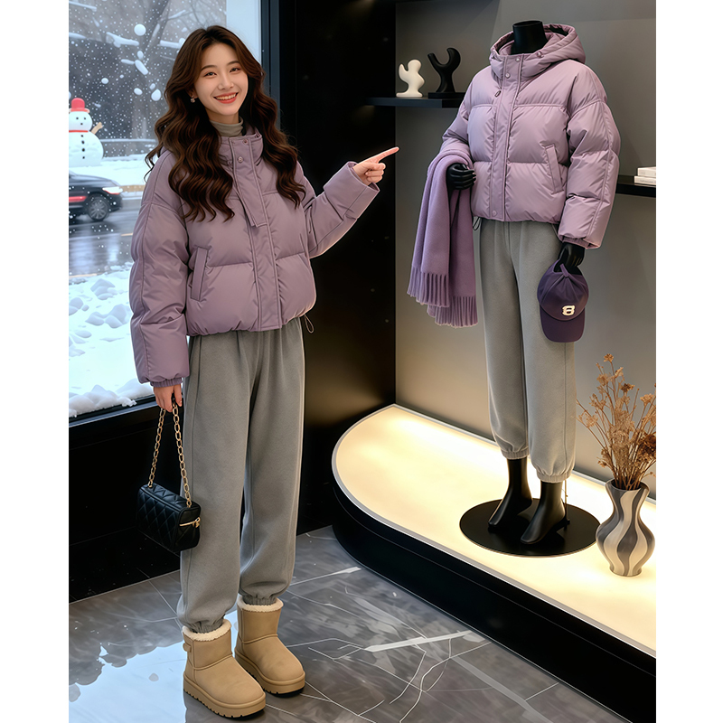 Purple Short down Cotton Jacket for Women, 2026 Winter New Style, Thick and Very Stylish Puffer Jacket, Cotton Coat, Cotton-Padded Jacket Purple Short down Cotton Jacket for Women, 2026 Winter New Style, Thick and Very Stylish Puffer Jacket, Cotton Coat, Cotton-Padded Jacket