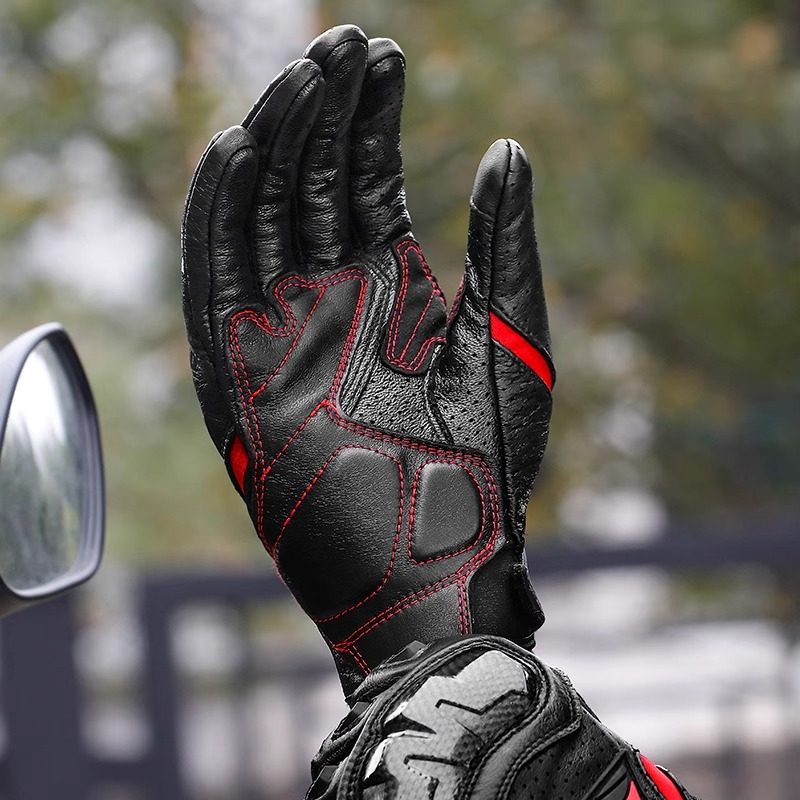 Motorcycle Summer Riding Full-Finger Gloves, Carbon Fiber Motorcycle Touring Breathable Anti-Fall Gear for Men and Women, Suitable for All Seasons