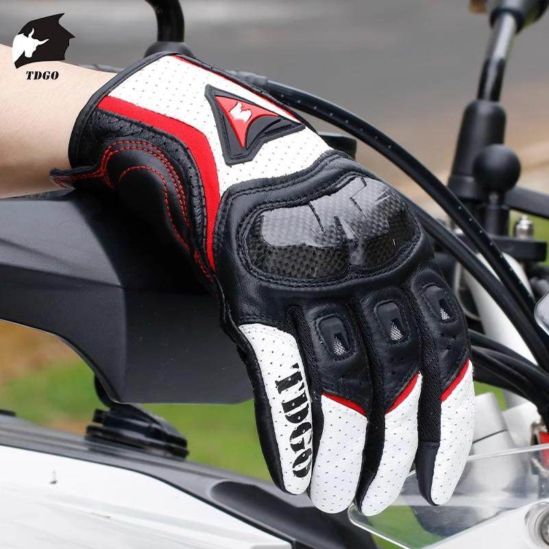 Motorcycle Summer Riding Full-Finger Gloves, Carbon Fiber Motorcycle Touring Breathable Anti-Fall Gear for Men and Women, Suitable for All Seasons