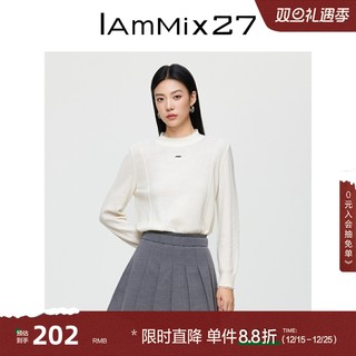 IAmMIX27秋冬圆领羊毛衫女长袖宽松软糯打底百搭套头针织衫女毛衣