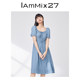 ເສື້ອຍືດແຂນສັ້ນ IAMMIX27 summer French square collar temperament wrinkled puff sleeves mid-length high-length A-line skirt