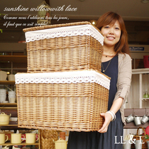 Home king-size rattan wicker pastoral covered storage basket Dirty clothes basket Rattan basket basket storage box finishing box basket