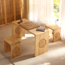 Chinese calligraphy table dedicated solid wood sinology table student training class desk and chair painting and calligraphy table tea art table go table