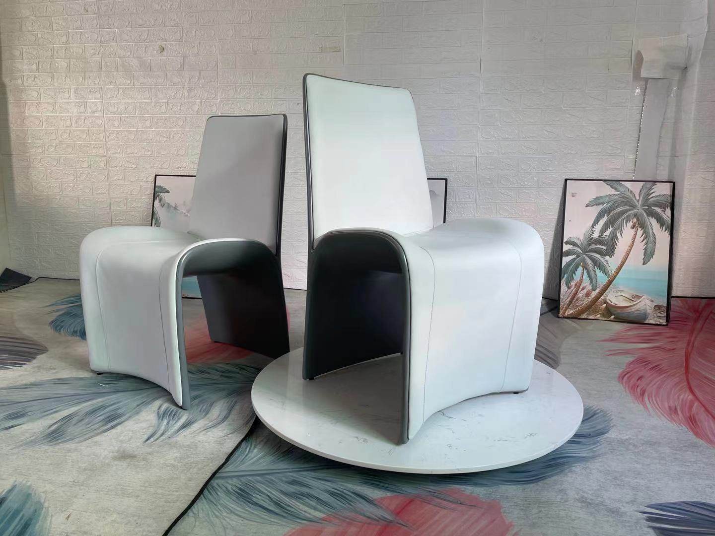 Nordic designer glass steel shape casual chair modern sample room exhibition hall style lonely wind single chair