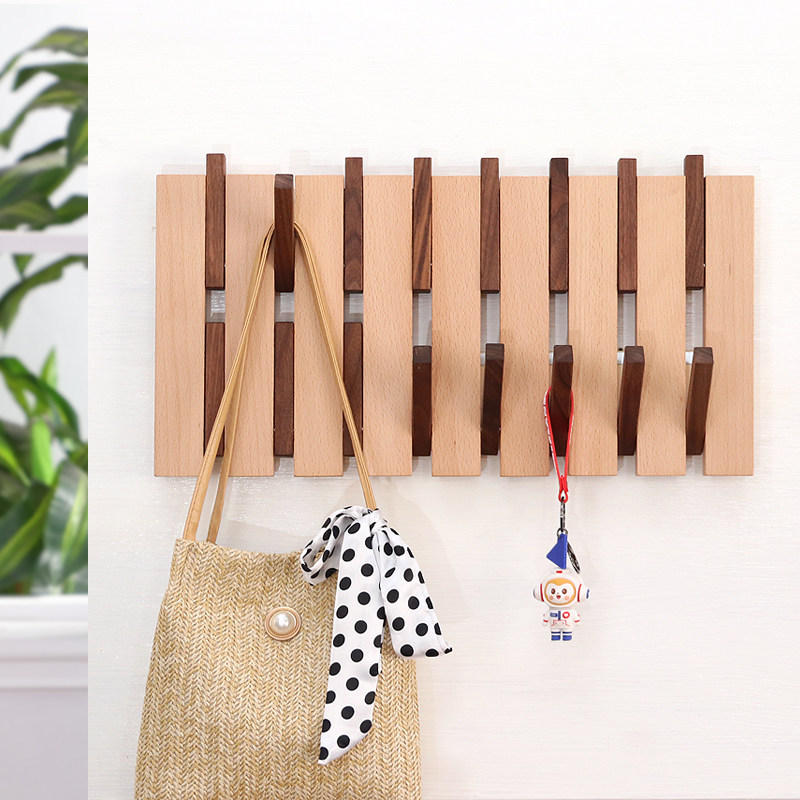 Invisible hook into the door closed door After door, solid wood hanging clothes hook bedroom wall wood clothes hat hook wall containing hanging rack