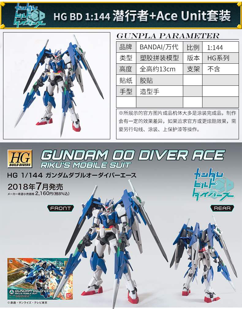 Mô hình lắp ráp Bandai bán chạy nhất HG HGBD 09 1/144 00 Gundam Stalker + Ace Ace ba lô - Gundam / Mech Model / Robot / Transformers