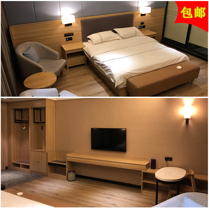 Hotel Guesthouse Apartment Folk Juku full of furniture Furniture Wardrobe Wardrobe Double Soft Bag Combination High And Low Table Double Bed