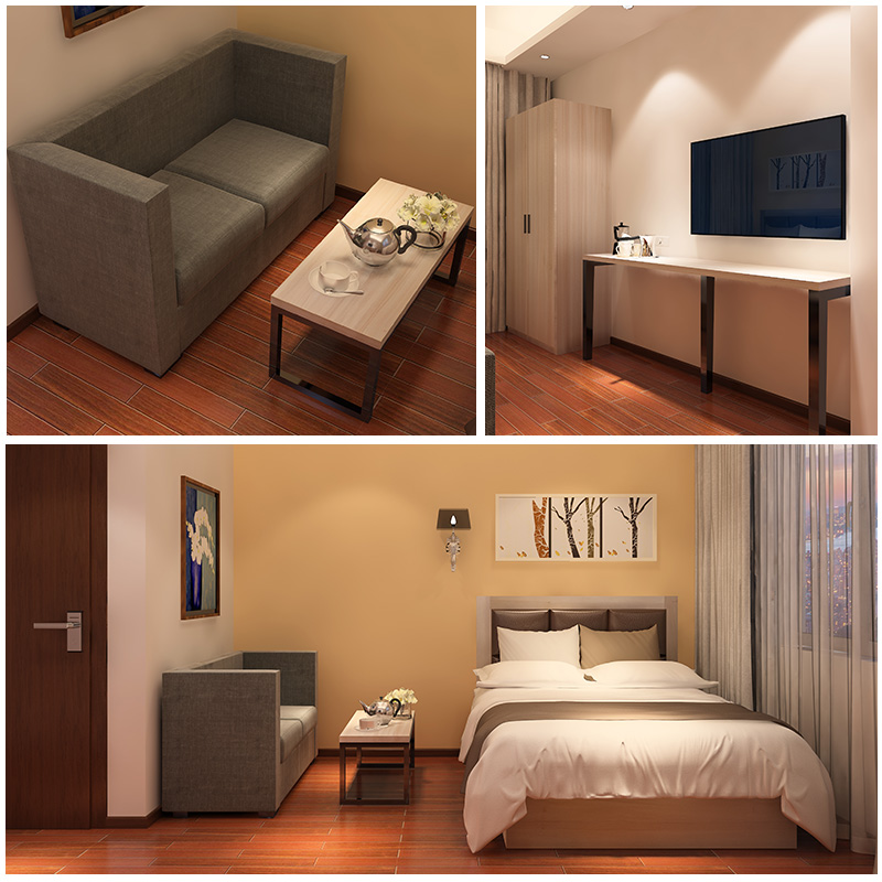 Quick Hotel Inn Rental House Furnished single bed with small household tea several computer tables