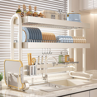 Shuaishi Sink Rack, Kitchen Sink Dish Rack, Countertop Multifunctional Draining Dish Storage Rack