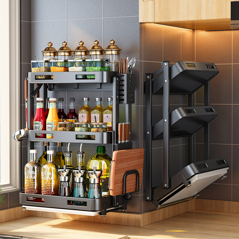 Seasoning Jar Rack Kitchen Shelve Wall-mounted Accessories Household Large Full Multifunction Condiment Oil Salt Sauce Vinegar Containing shelf