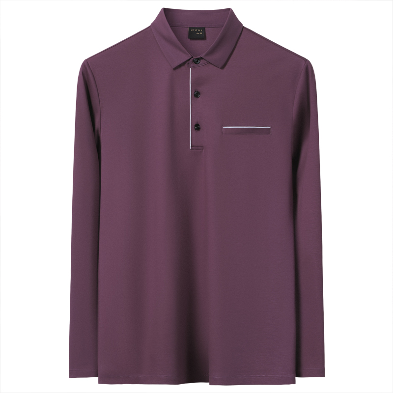 autumn men's lapel long sleeve t-shirt mercerized cotton pure cotton ice silk polo shirt business casual men's 2020 new