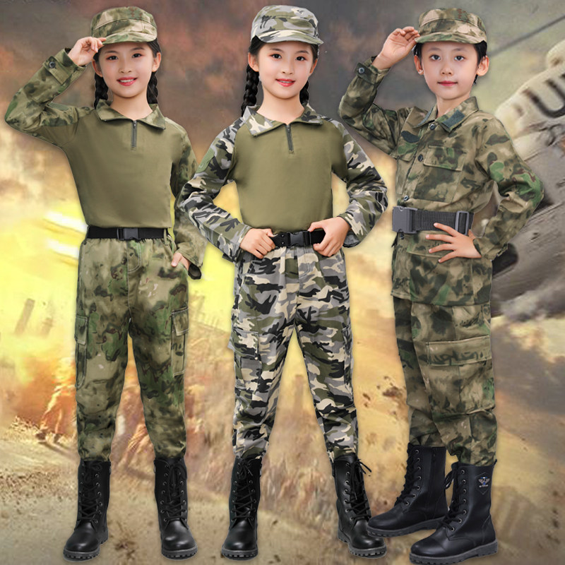 Children's camouflage suits boys special forces new ruins camouflage frog suits short-sleeved primary school students military training costumes