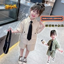South Korean female baby 2021 Summer New Yangqi Pure Color Overalls Two sets of small children Leisure JK Apparel Clothing