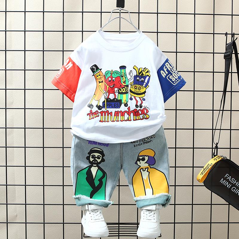 Korean boy summer suit 2021 new children's Western style short-sleeved clothes baby summer handsome two-piece tide