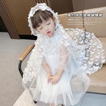 Korean Boy Clothing Girl 2021 Butterfly Cape Princess Dress Summer Children Yarn Dress Baby Mesh Red Tandem Dress Summer Dress