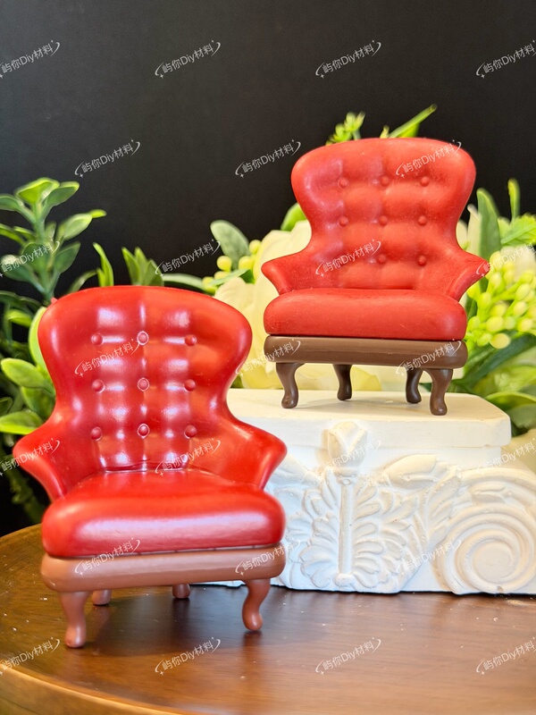 Loose Goods: Ruolai Red Vintage Sofa Stool, Miniature Dollhouse Furniture Chair Scene, DIY Handmade Materials for Decoration