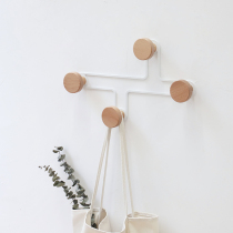 Wall solid wood round decorative adhesive hook porch entrance home personality Nordic clothes hook Creative Wall Wall wall hanging coat hook